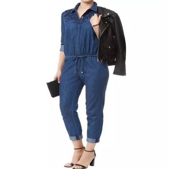 JUICY COUTURE Denim Embroidered Jumpsuit M - Picture 2 of 3